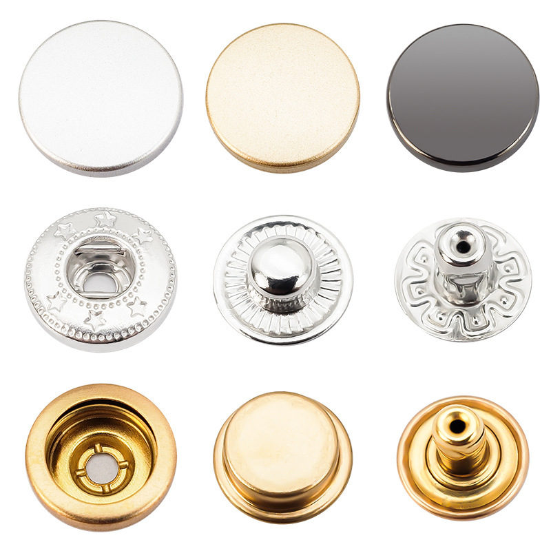 Wholesale metal, four-button buttons, double-buttons, gold box wraps, brass.