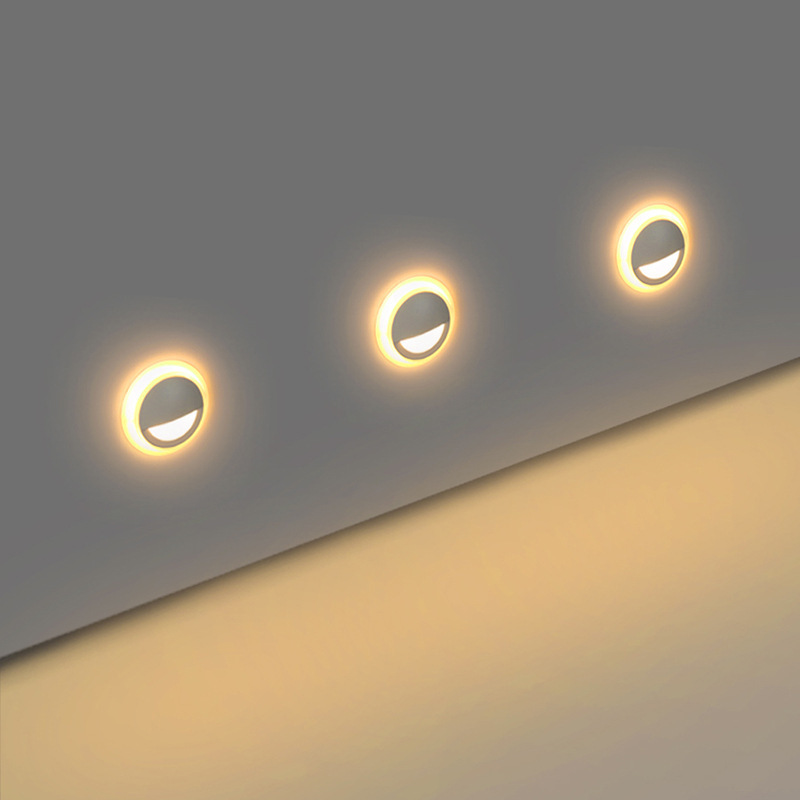 Smiley-faced LED light in the bedroom hall and the stairway.