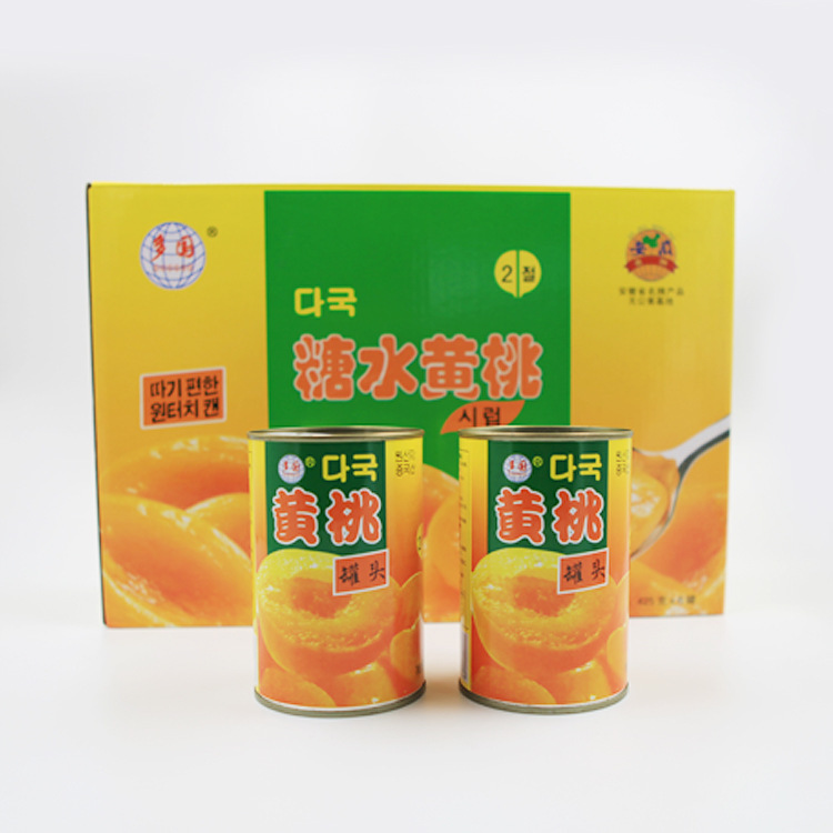 多國 韓文黃桃罐頭425g*12罐  水果罐頭休閒零食廠家直銷