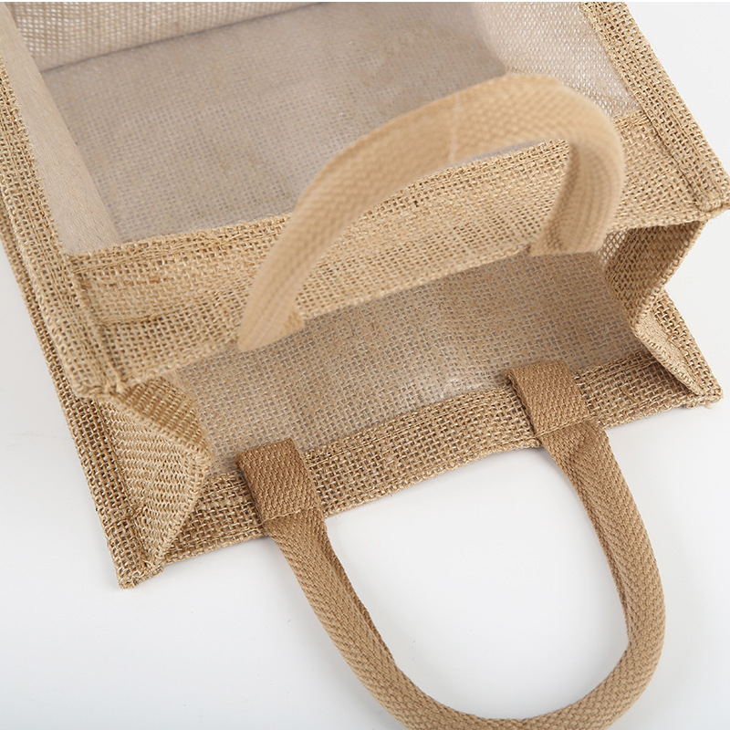 Sack bag muji unprinted jute bag handbag coated make-up wholesale