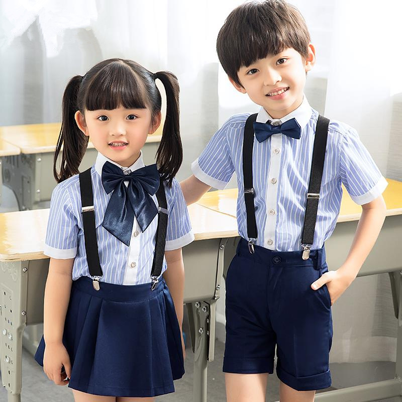 儿童演出服小学生班级大合唱表演服男童女童礼服套装背带裤园服