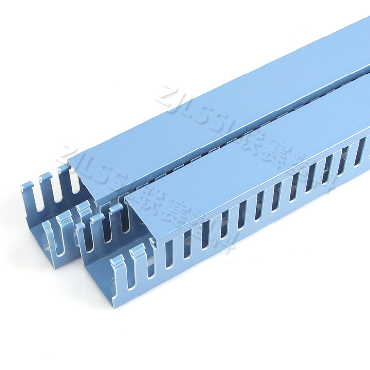 United plastic PVC slot, gray blue. Quality flame retarding circuit.