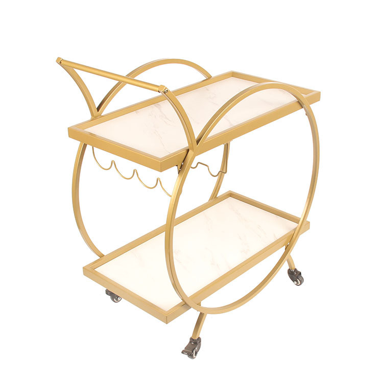 Light geometrical round-of-the-gold kitchen wooden carts, metal furniture shelf, bar cart