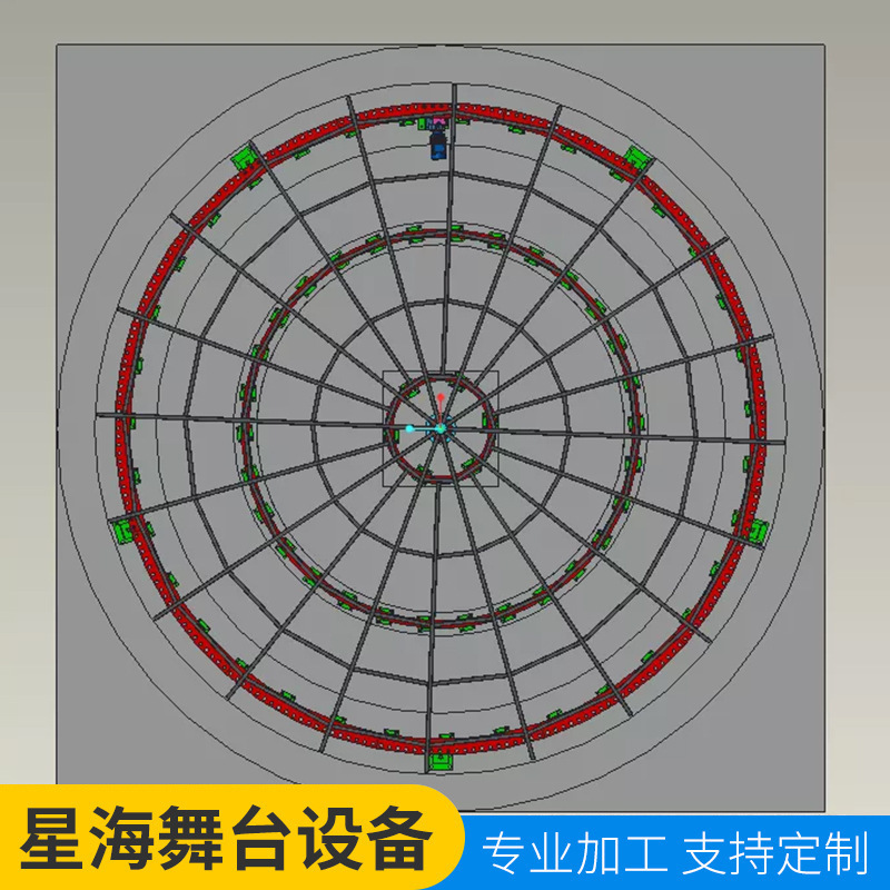 Direct-to-stage mechanical equipment with a 9-metre diameter load of 360 degrees electric rotation stage