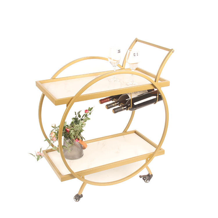 Light geometrical round-of-the-gold kitchen wooden carts, metal furniture shelf, bar cart