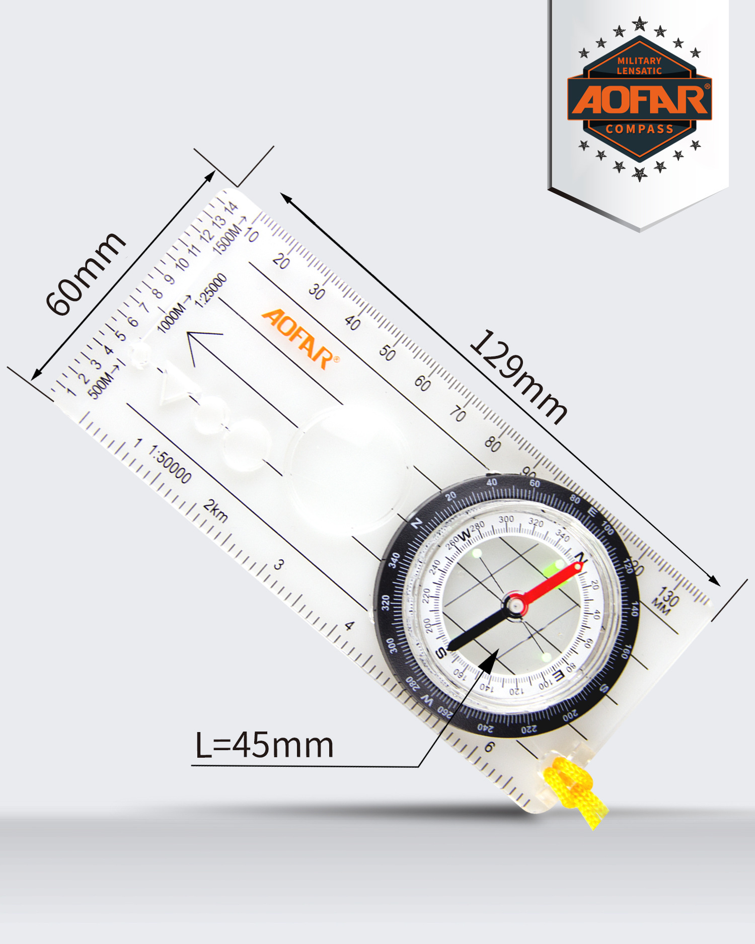 AOFAR (OPOOUS) เข็มทิศแบบโปร่งใส AF-5D เข็มทิศแบบหลาย ๆ แบบ ระบบคํานวณ