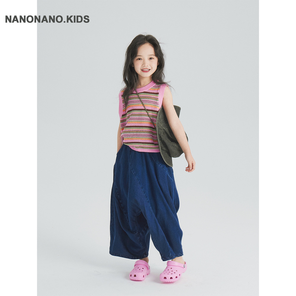 Tùy chỉnh các nanokid 24 áo len trẻ em mùa hè và quần jean không đều