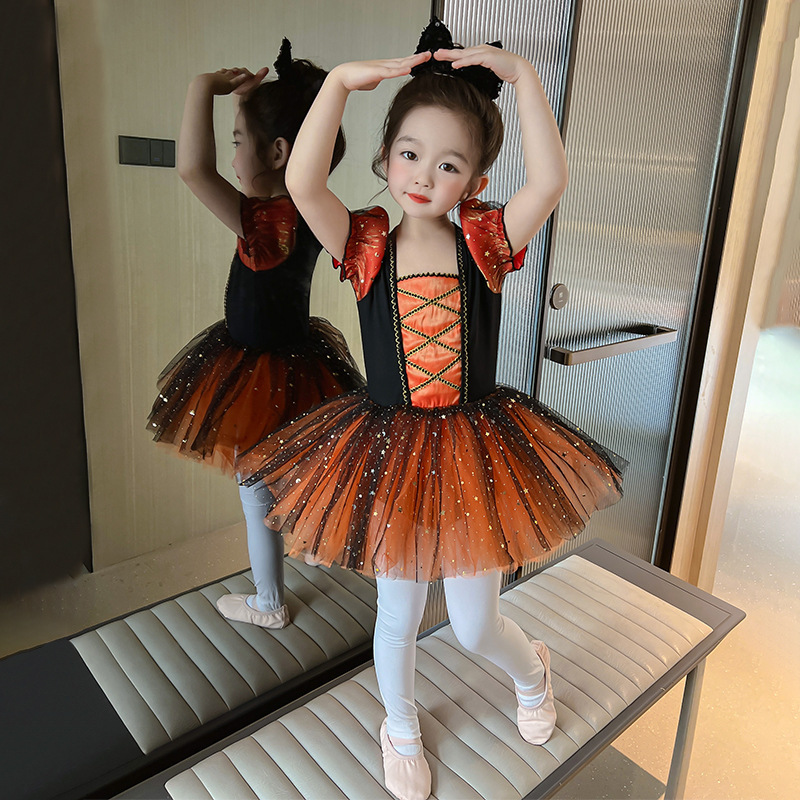 Children's dance practice girls' ballet dress girls' short-sleeve dance dress for the summer of spring