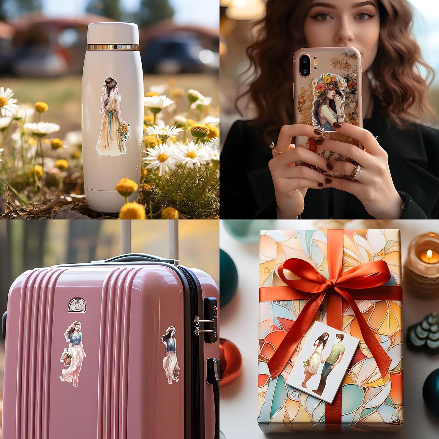 Tùy chỉnh các bảng khắc đặc trưng cho nhân vật truyền thống để sơn hoa trẻ em gái trang trí điện thoại