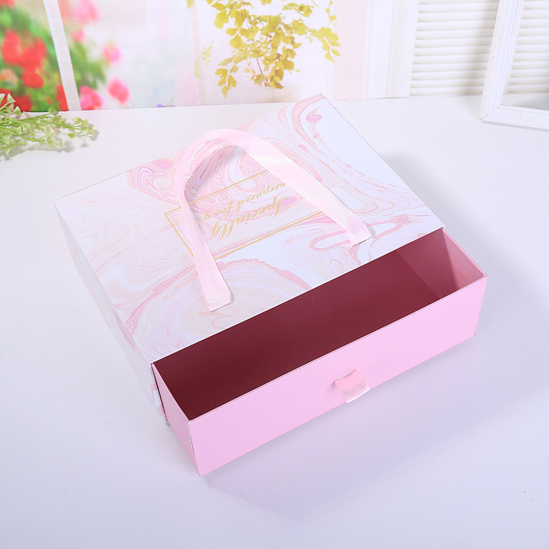 Wallet box, pink drawer, gift box, handbag, handbag, scarf, birthday.