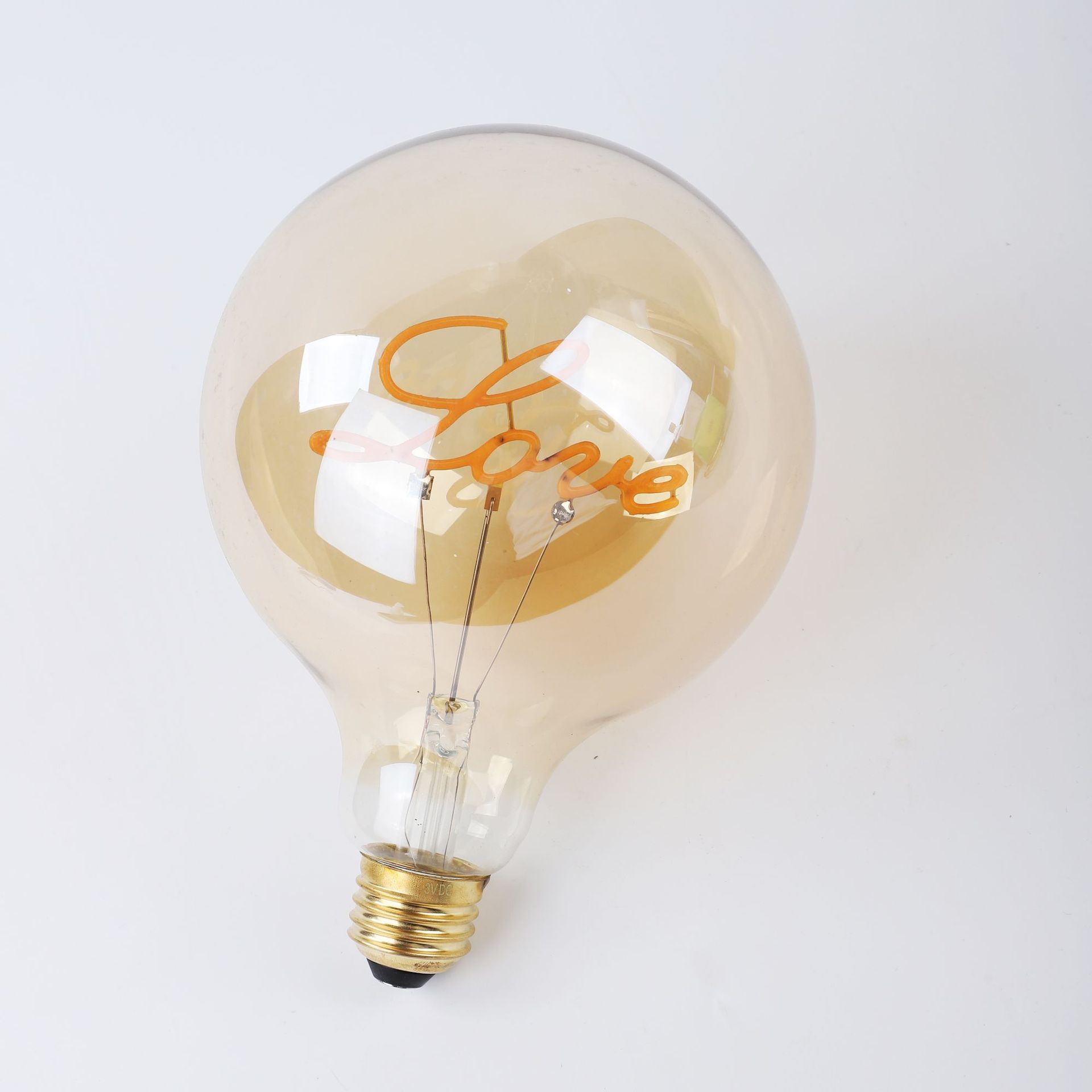 LOVE warm, yellow Edison light bulb E27 to neon letter light transparent to luminous light