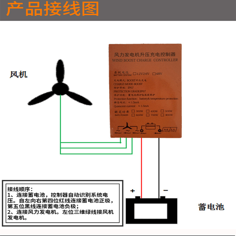 12V24V48V 방수 풍력 발전기 관제사 MMPPT pressurer 300W600W800W 충전기