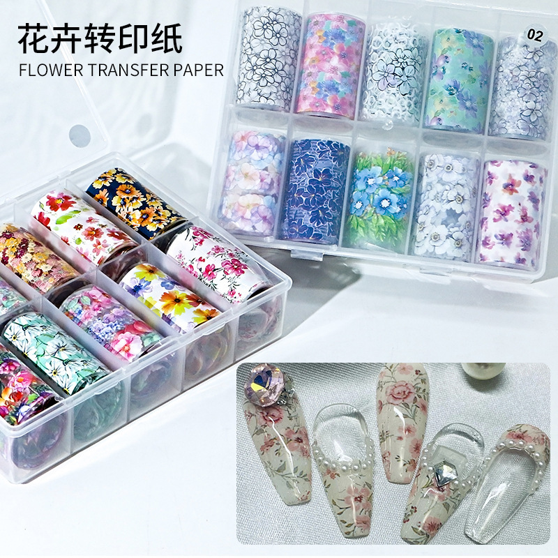 Cross-border fine-dressed flower roller, 10-bar box, small, fresh-cracker sticker, star roller, DIY set