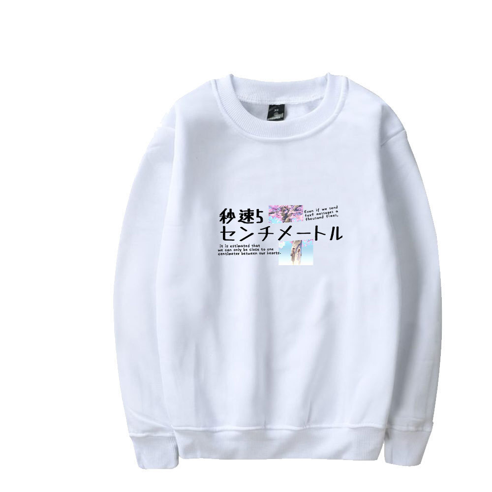 秒速五厘米 亚马逊新品 卫衣女春秋季休闲韩版宽松红色圆领Hoodie