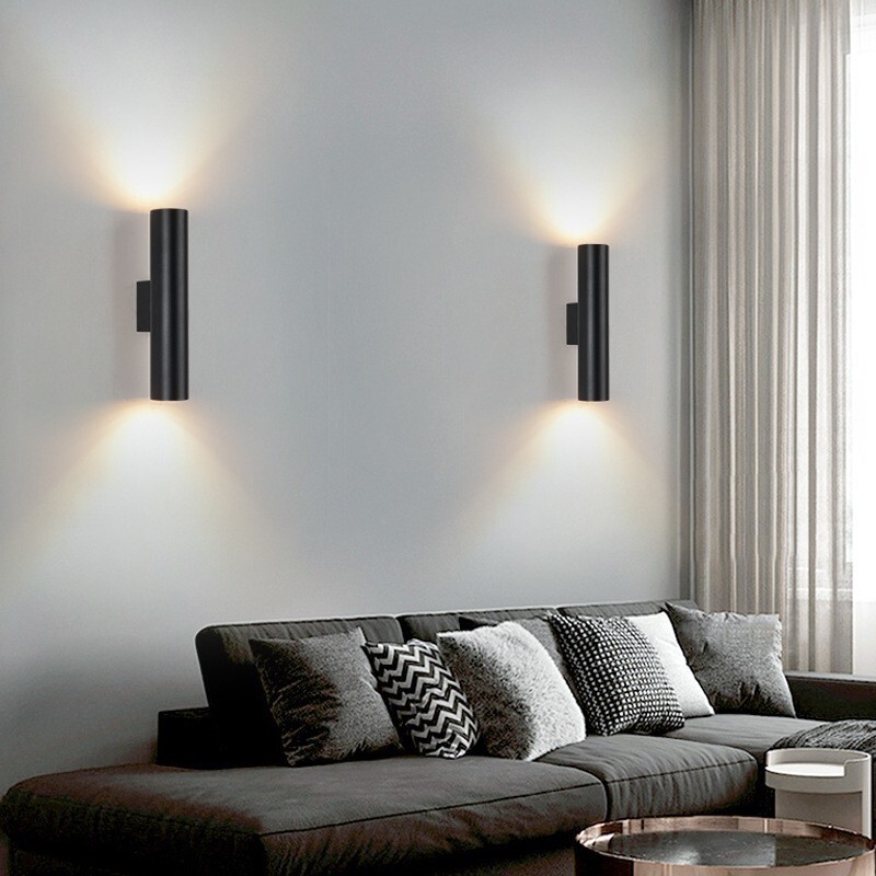 Bed-bed-head lamps in the bedroom hallway of the modern, short-haired, gold-coloured living room background wall