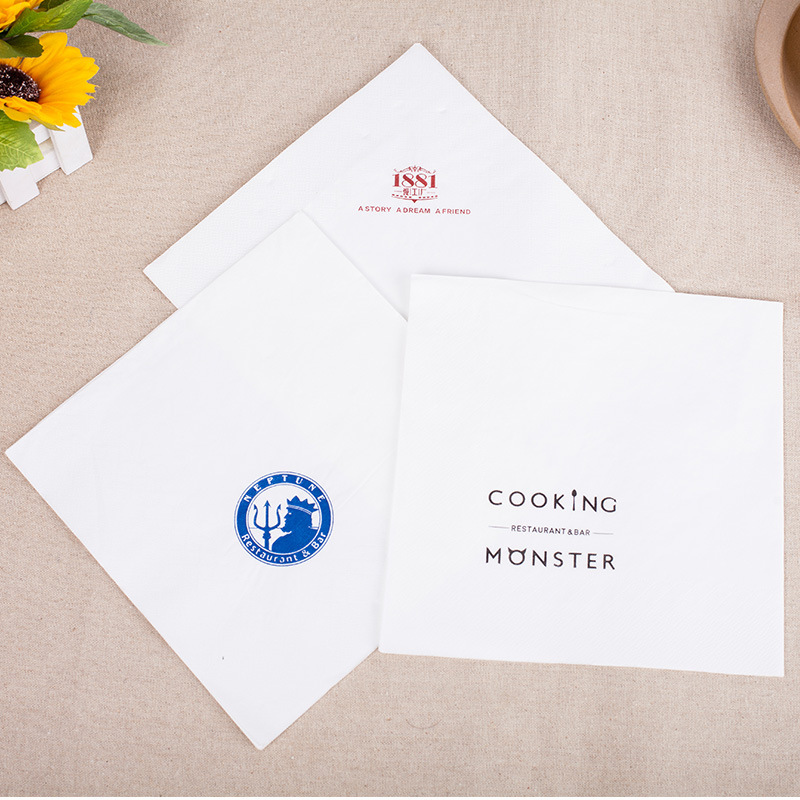 Dipping paper printing to print the logo commercial paper towel tailoring square napkin and paper factory in the restaurant