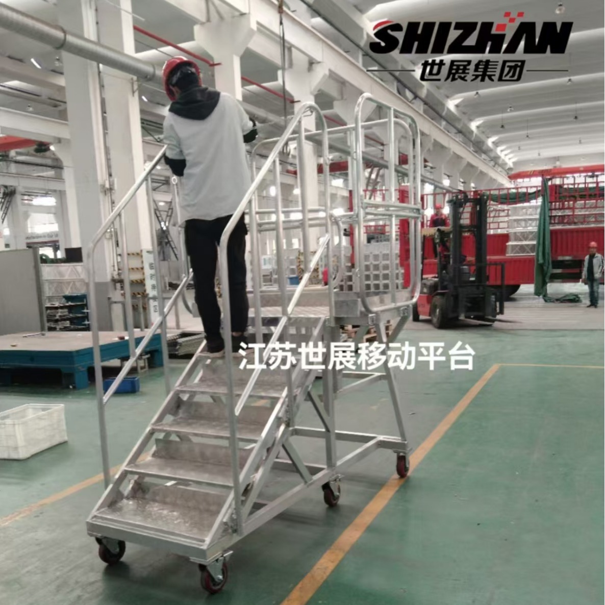 Wholesale aluminium alloy mobile platform aluminum alloy high-altitude overhaul platform warehouse can be disassembled and lifted up the ladder