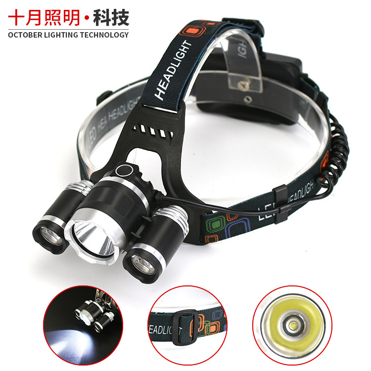 3led headlamps, high-power lithium batteries charging powerful headlights, led household light headlights, flashlights.