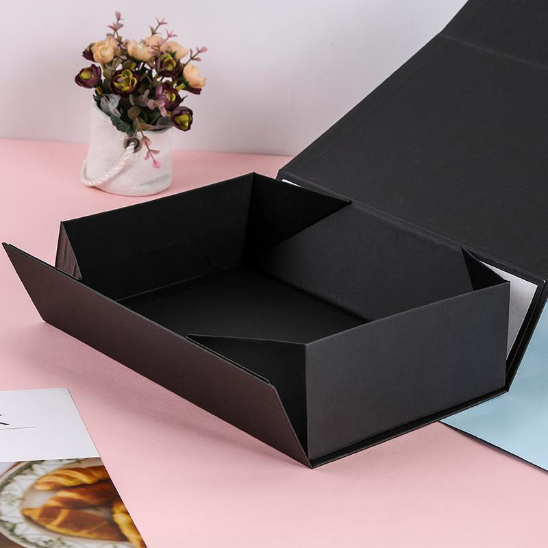 Wholesale of a single-cap wrapper box, black folding of a flower-suction box, hard-paper box gift box