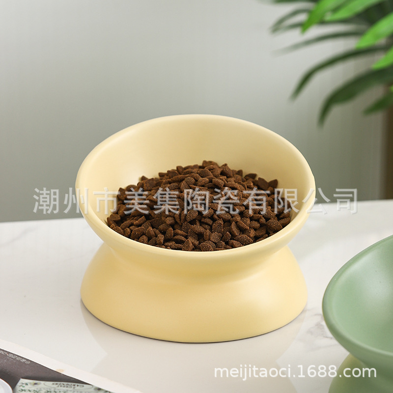 貓碗陶瓷貓食盆護頸斜口碗防黑下巴碗防打翻可愛寵物碗貓咪碗批發