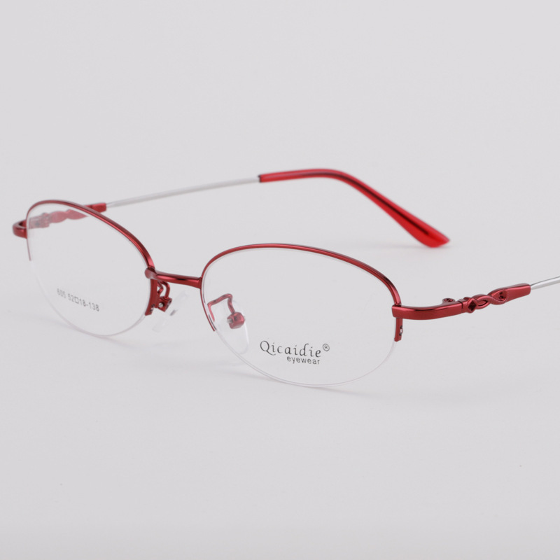 Ladies' elegance glasses, metal memory semi-arranged glasses, ellipses with the old flower's close-sighted blue-light lens.