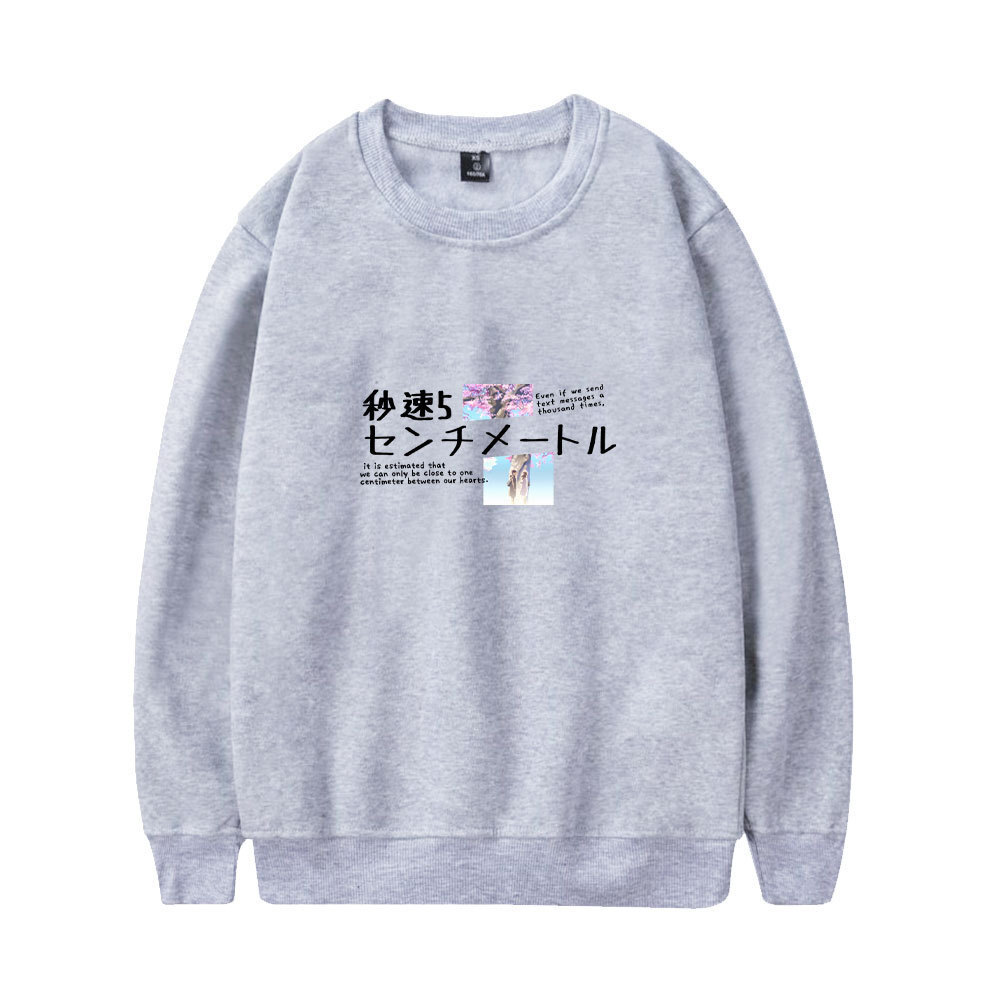 秒速五厘米 亚马逊新品 卫衣女春秋季休闲韩版宽松红色圆领Hoodie