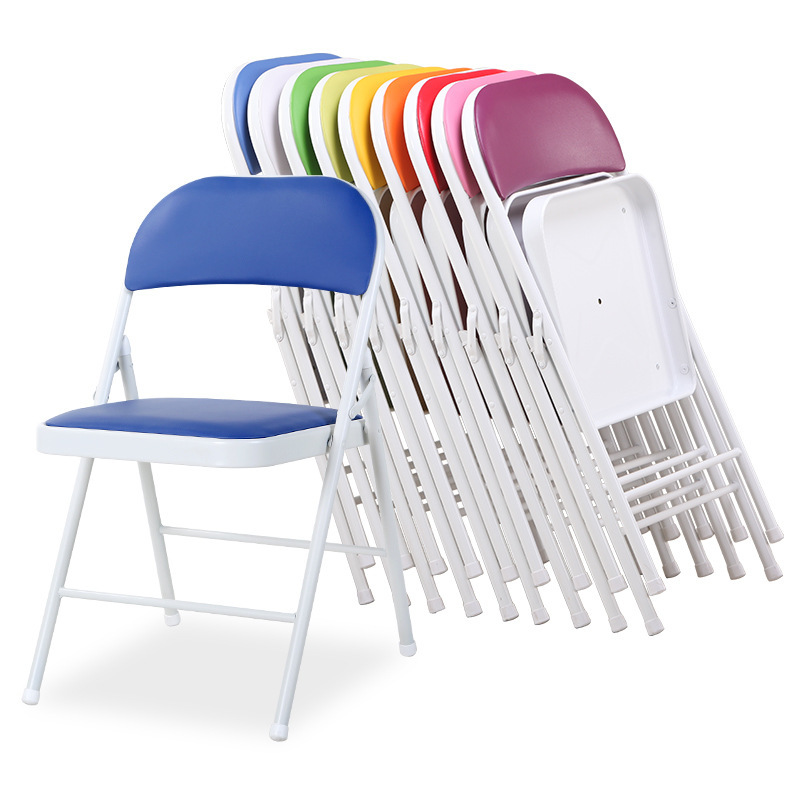 A simple computer chair with a back metal folding chair, a conference chair, and a fashion office chair.