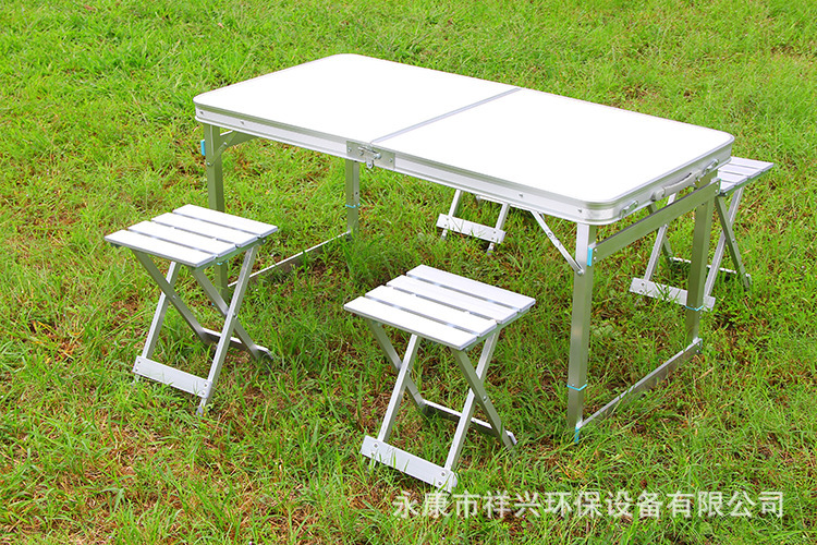 Cross-border portable long table folding aluminium table rectangular hand-held table outdoor camping table