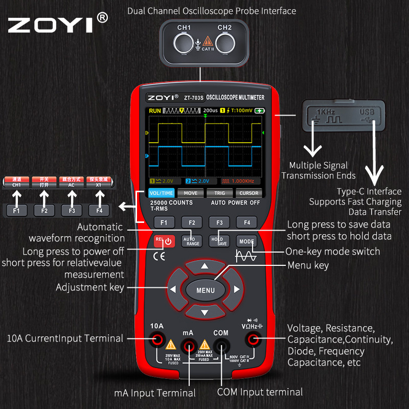 ZOYI holds the oscillator in a single three-fold combination of ZT-703S multifunctional measuring belt signal generator