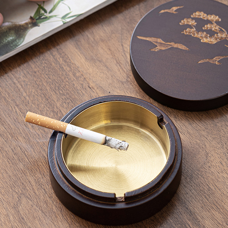 Courage Office high-end ash tea table set 내부 스테인레스 스틸의 새로운 중국 대나무 홈 기반 ashtrays