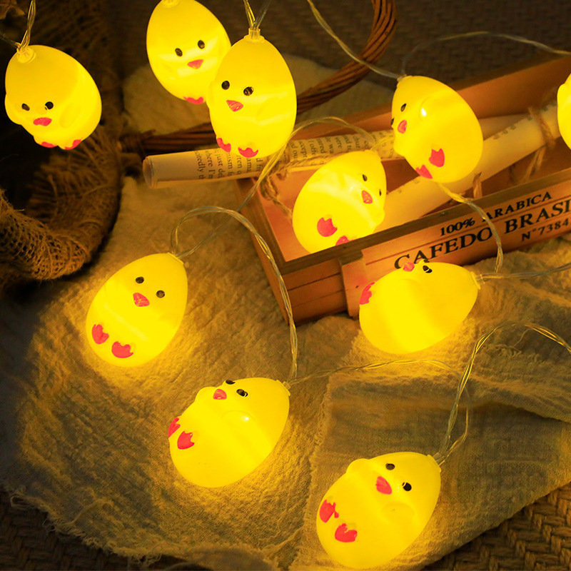 LED's new Easter Decoration Lights with yellow chickens hatching eggs and husk light batteries distributing USB