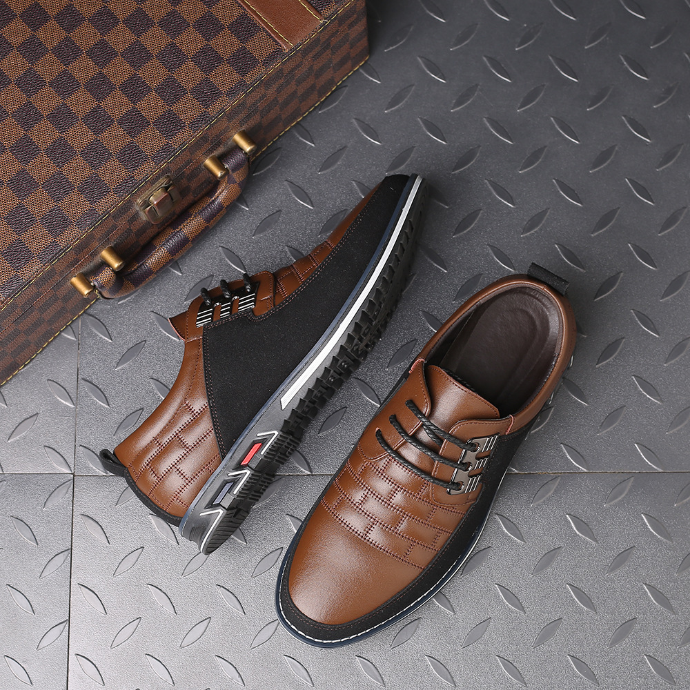 Men with round head and single shoes with large pairs of male shoes across the border