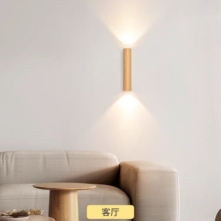 A modern, simple, modern, Nordic wood-grained walllight.