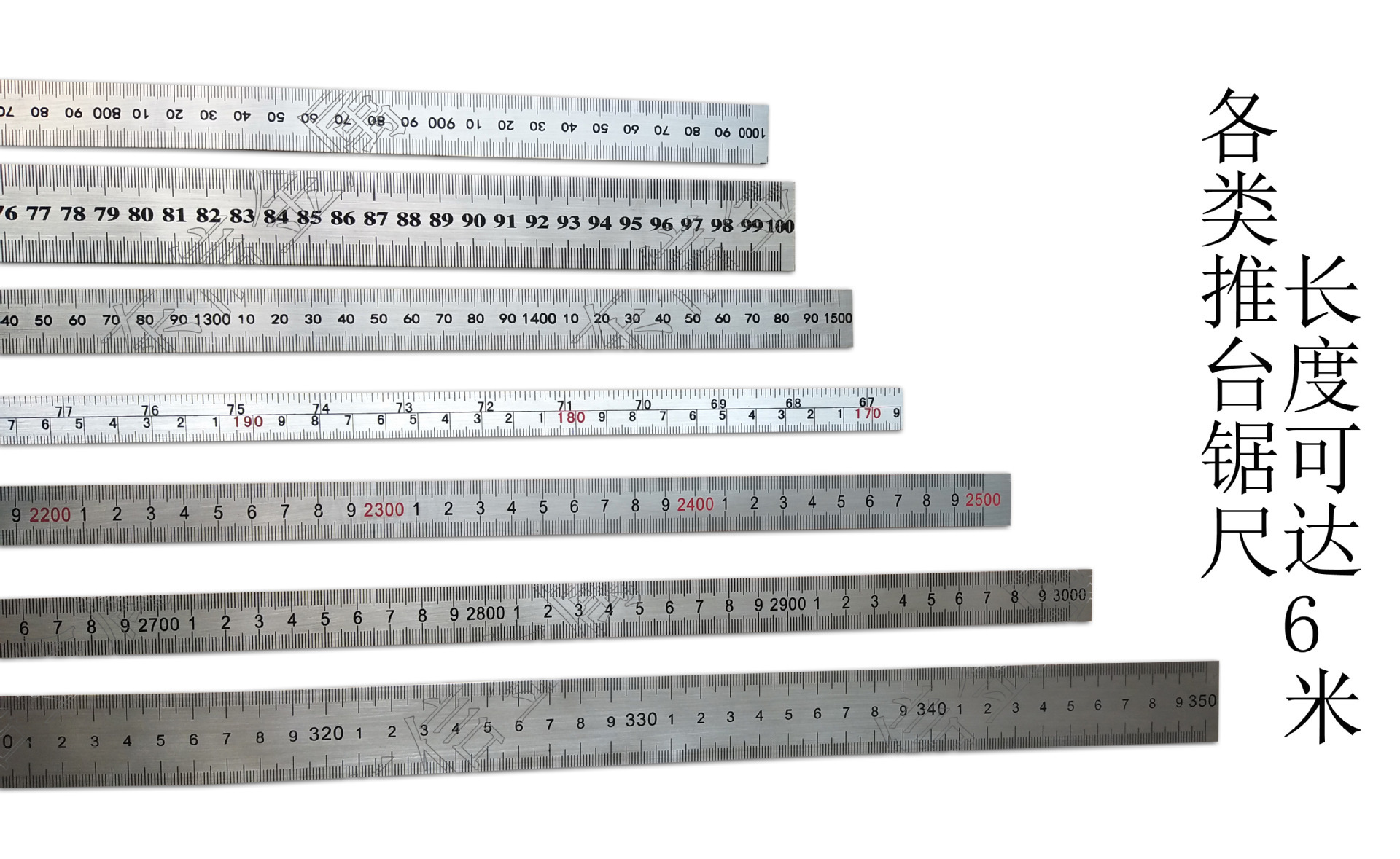 The steel-footer, stainless steel, push-sawing, 0-6-M scale, cruise card ruler.