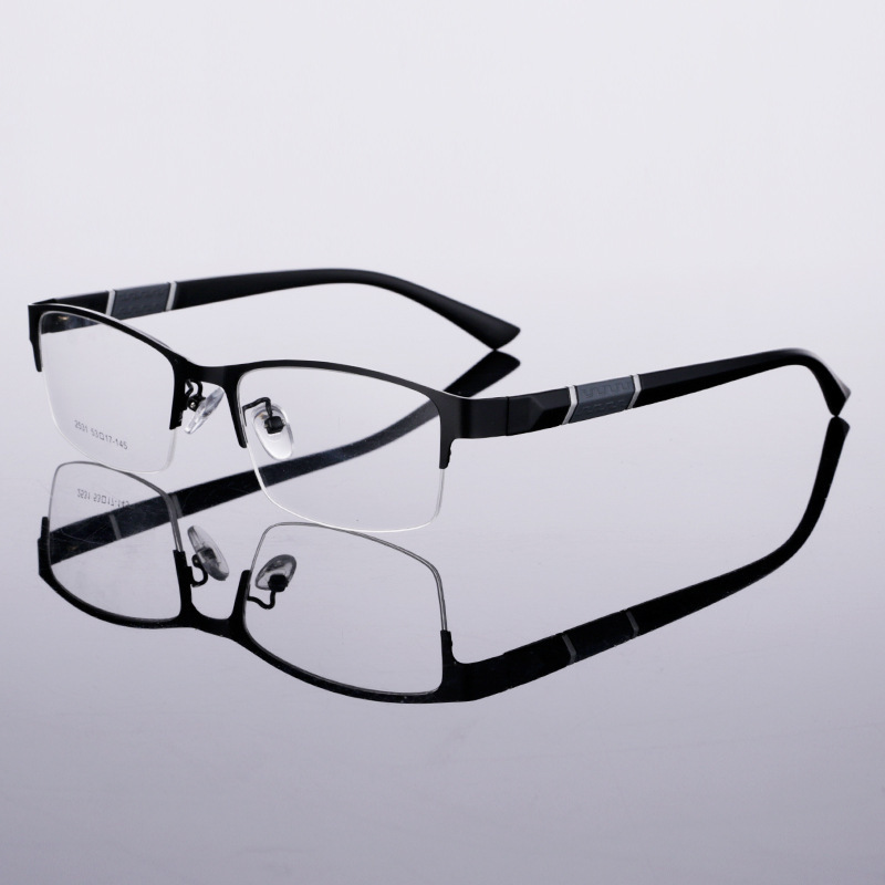 Wholesale men ' s business eyeglasses, three colours, THRG lenses, metallic lenses, semi-optical glasses.