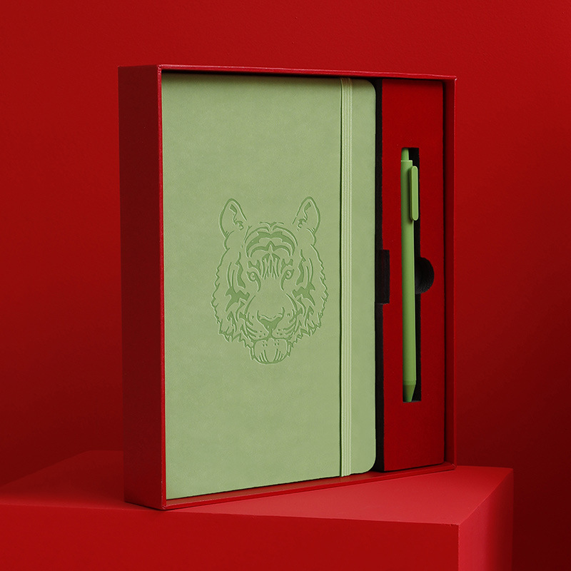 PAPERURAS Hộp sổ ghi chép năm của Tiger với chiếc A5 dây gắn liền với cuốn sổ da có ghi chú số trang