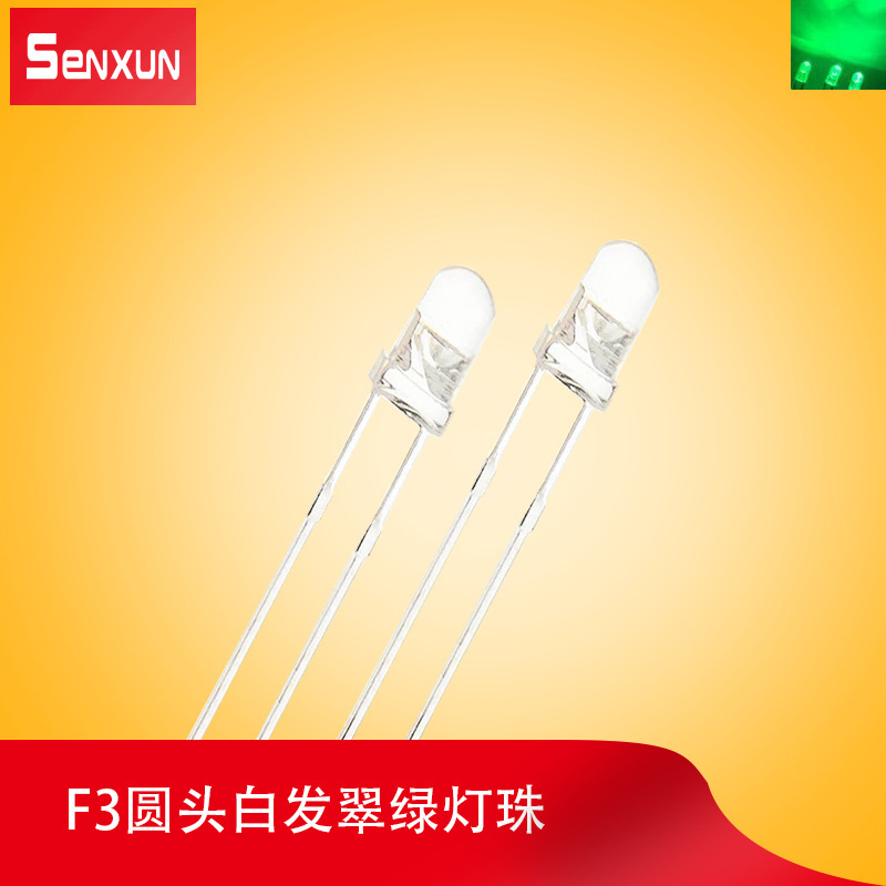 0.06W f3 roundheads of green and bright beads 3.0-3.4V led luminous diodes