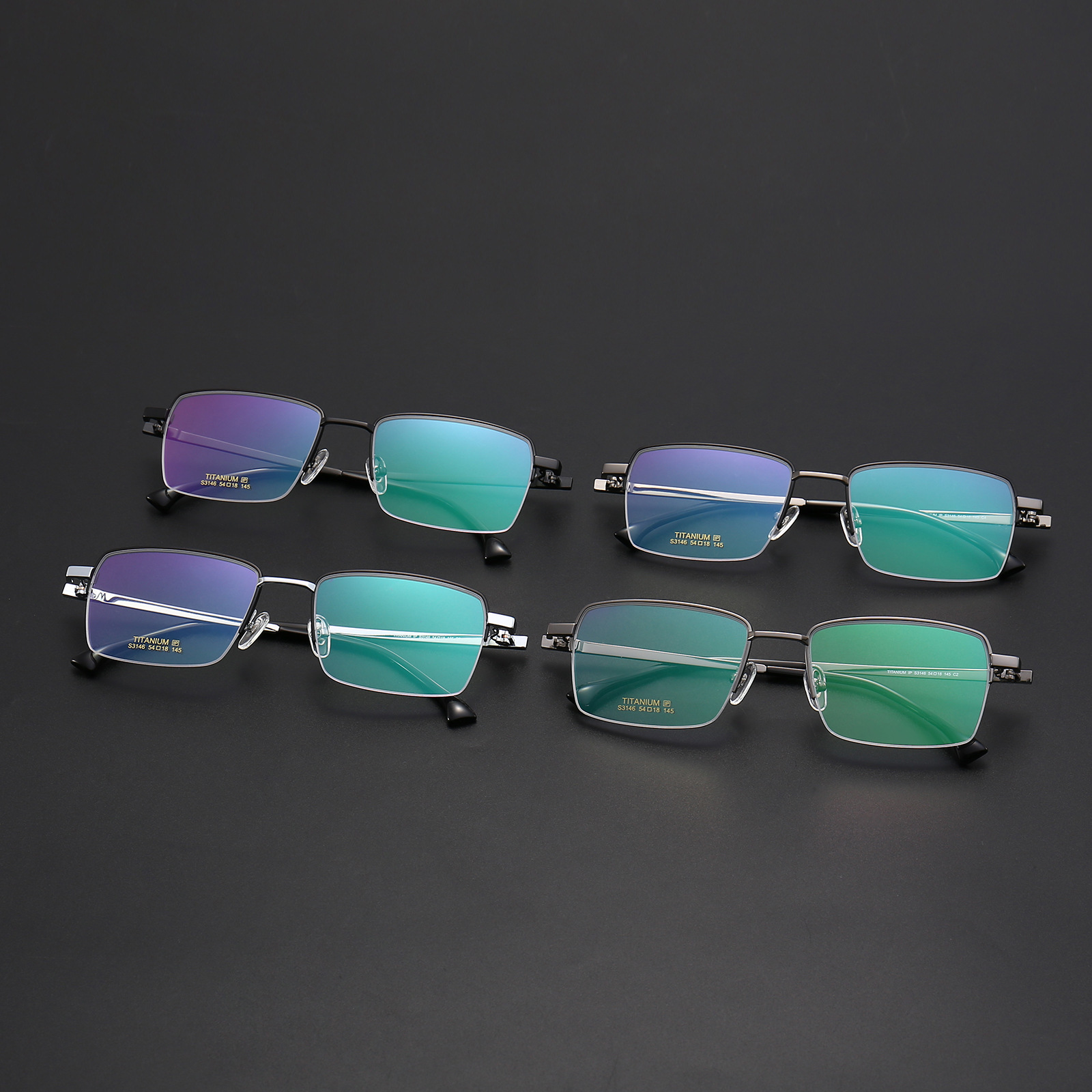 Super light glasses, commercial titanium, 3146 suspension square optical glasses, half-frame glasses.