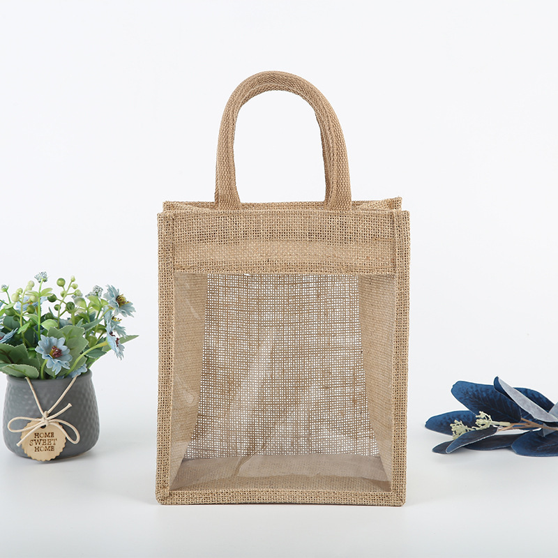Sack bag muji unprinted jute bag handbag coated make-up wholesale