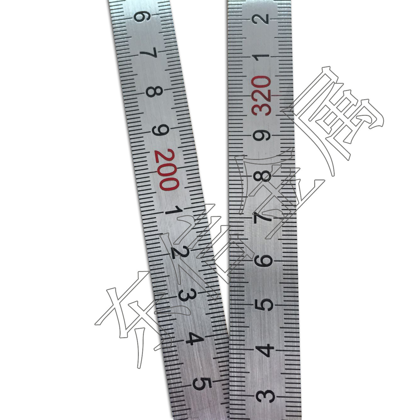 The steel-footer, stainless steel, push-sawing, 0-6-M scale, cruise card ruler.