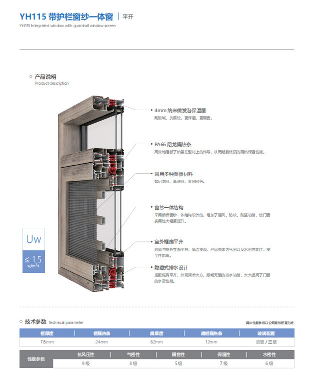 New energy-efficient, environmentally soundproof aluminum plastics with passive opener, series 115, 4mm nano-micro-blute conservatorium