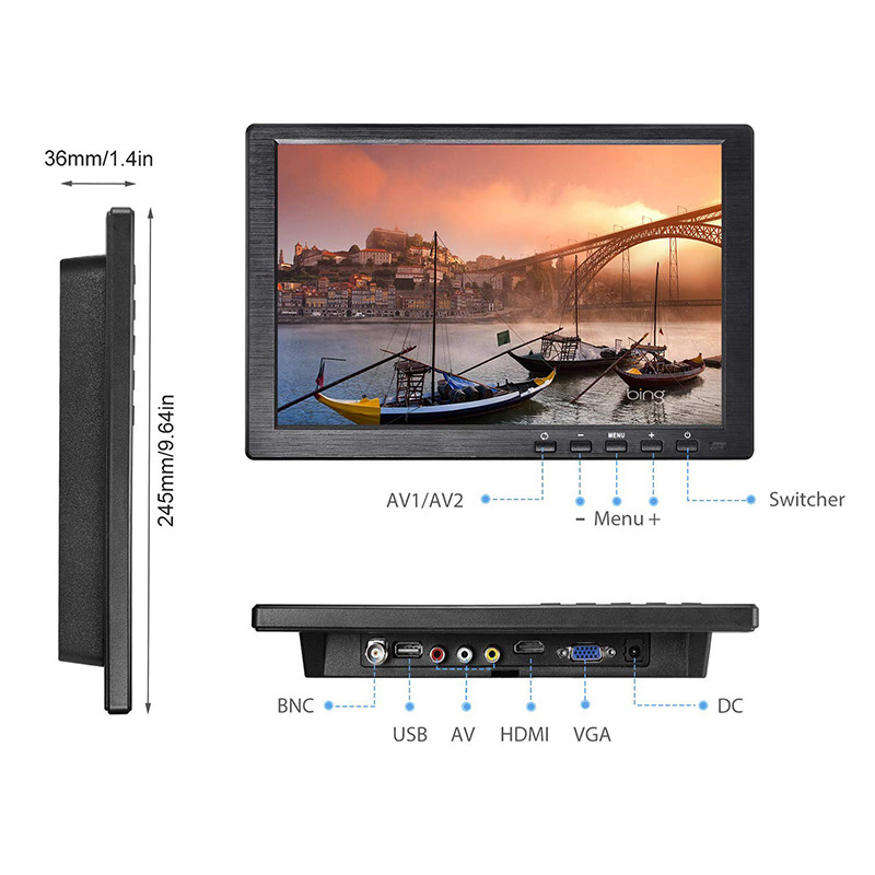 Ten-inch high-resolution HDMI monitor industrial touch-and-wall mounted computer monitor