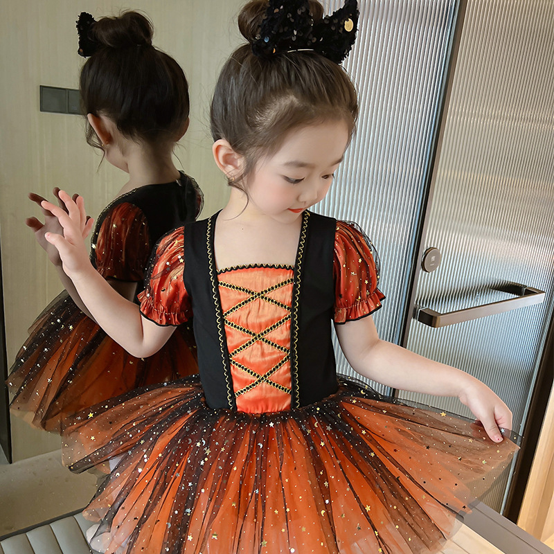 Children's dance practice girls' ballet dress girls' short-sleeve dance dress for the summer of spring