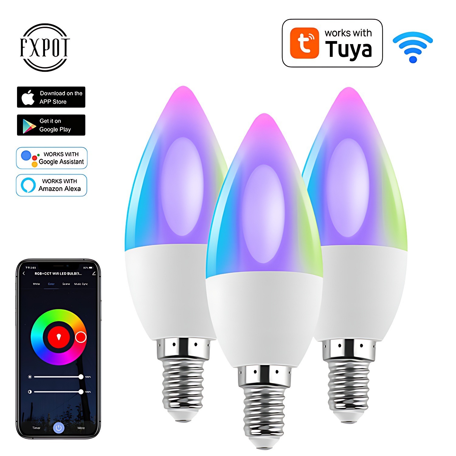 Customized graffiti smart 5W E14 light bulb RGBCCT modular timing double-mode wifi candlelight C37