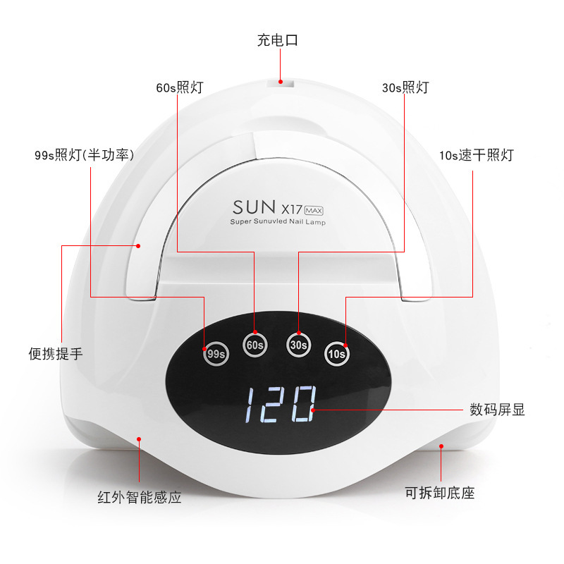 교차 국경 새로운 매니큐어 빛 sunx17max는 고성능 건조한 못 구울을 가진 빨간불 매니큐어 램프를 손으로 잡았습니다