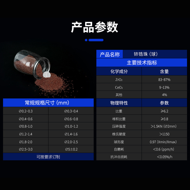 新铈锆珠 球铈稳定氧化锆珠04mm铈锆珠铈稳定低磨增韧研磨铈稳品