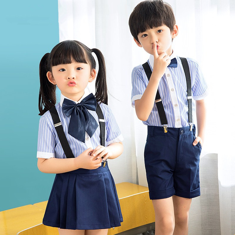 儿童演出服小学生班级大合唱表演服男童女童礼服套装背带裤园服