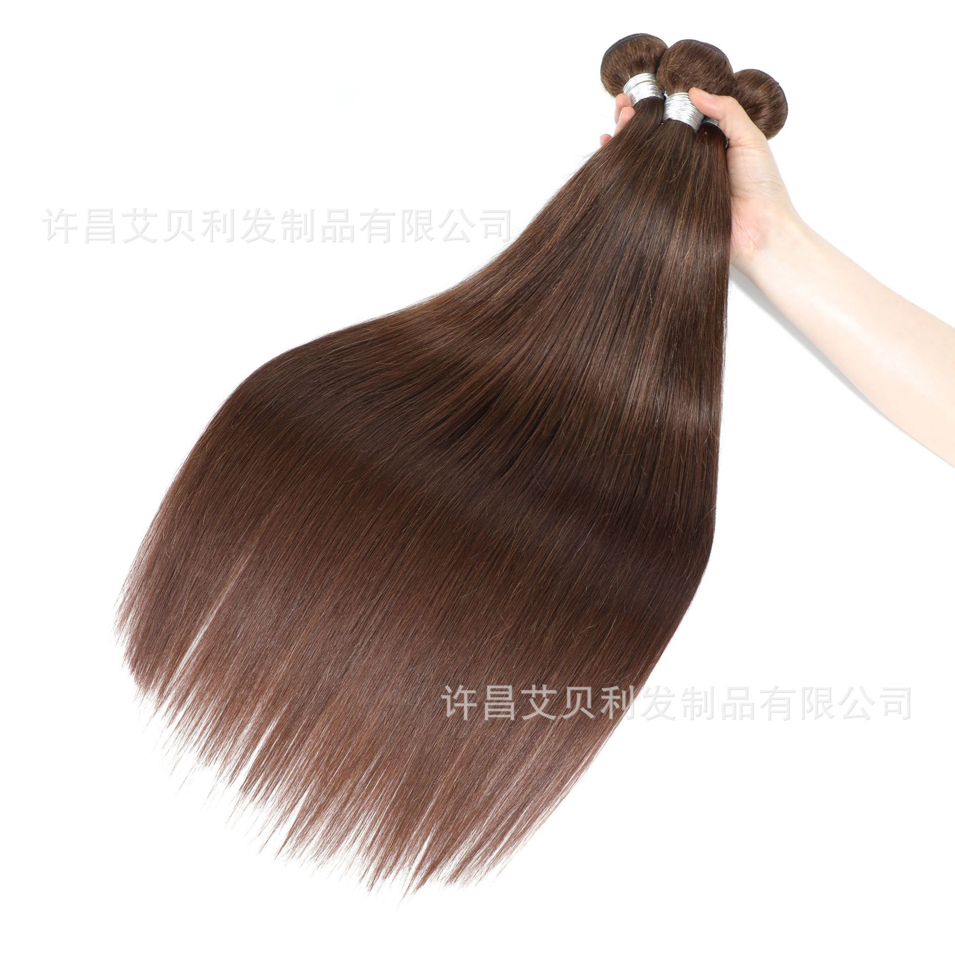 #4 straight hair bundles工廠直銷巴西真人發巧克力色直髮簾發條