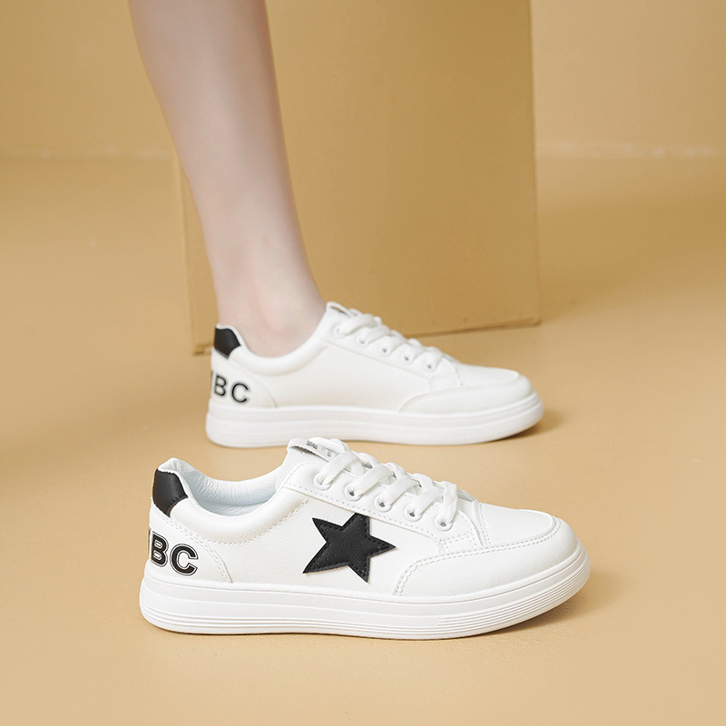 2024 Spring New White Shoes light-breathing Korean fashion students flat-bed shoes