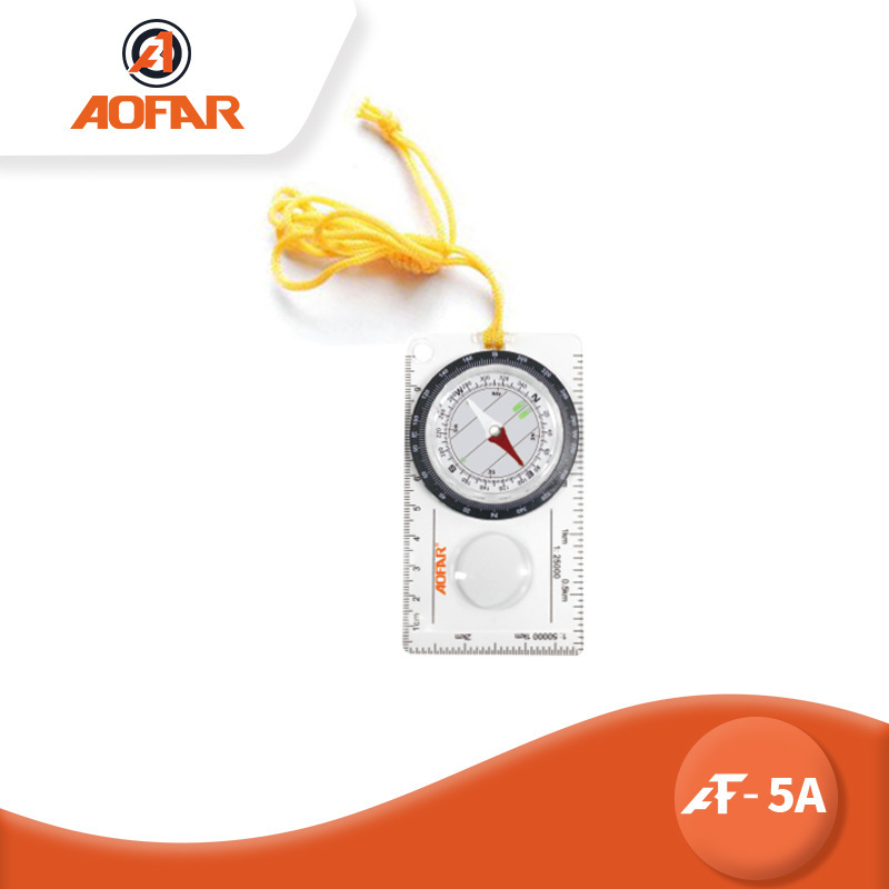 AOFAR Multifunctional Transparent Scale Compass points to a student with a northern map ruler.